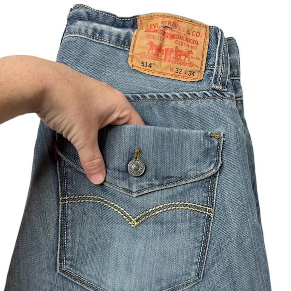 Levis 514 Slim Straight Fit Jeans Mens Light Silver Wash Denim Size 32x34 - Picture 13 of 13